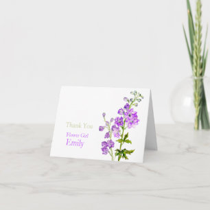 Delphinium art wedding flower girl thank you card