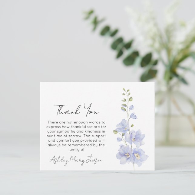 Delphinium | Bereavement Thank You Card  (Standing Front)