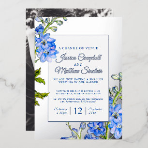 Delphinium blue flowers change of venue wedding
