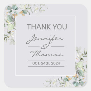 Delphinium Colour & Green Leaves Square Sticker