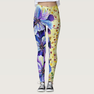 Delphinium flowers painting leggings