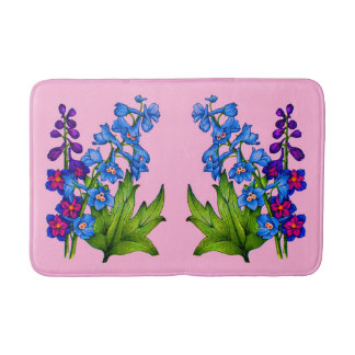 delphinium flowers print bath mat