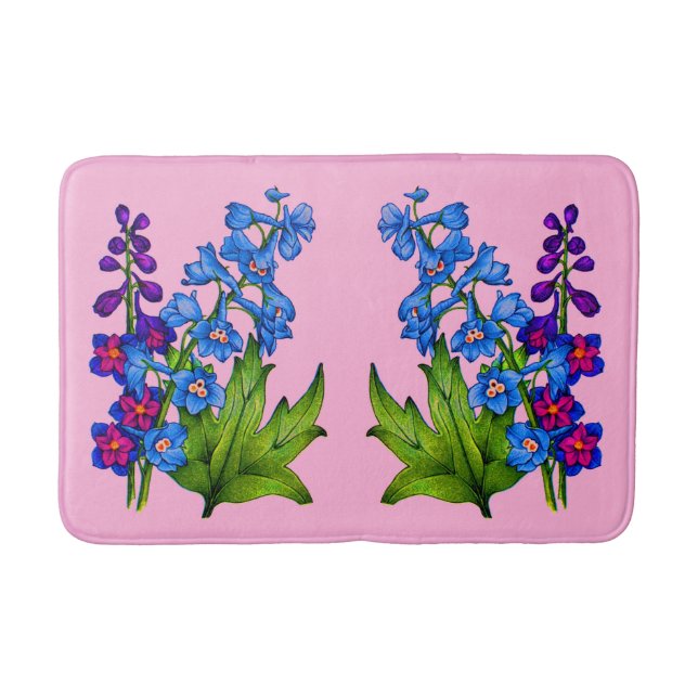 delphinium flowers print bath mat (Front)