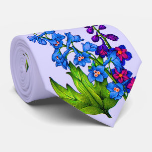 delphinium flowers print tie