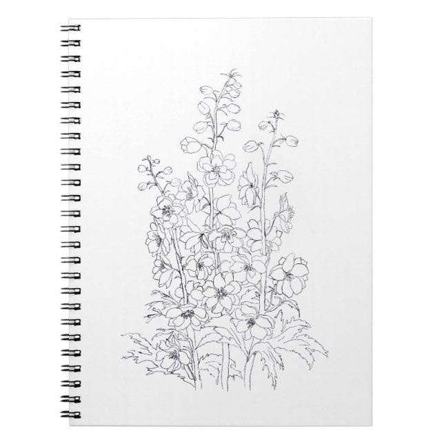 delphinium  larkspur flower drawing notebook (Front)