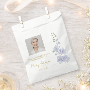 Delphinium Simple Photo Funeral Seed Favour Bags