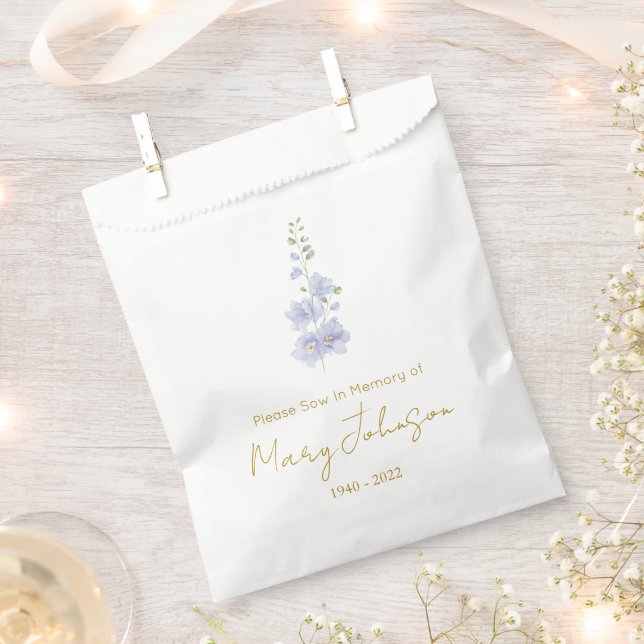 Delphinium | Simple Seed packet Funeral  Favour Bags (Clipped)