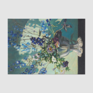 Delphiniums in a White Vase by Grant Wood Tissue Paper