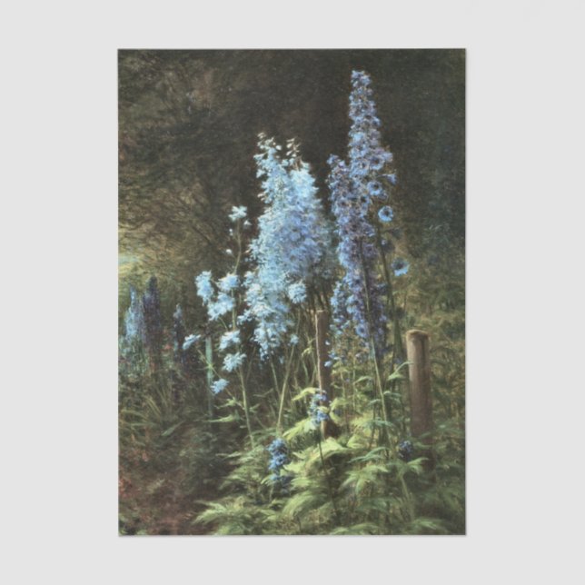 Delphiniums in a Wooden Landscape by Farquharson   Tissue Paper (Front)
