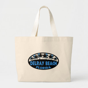 Delray Beach Florida blue black palms Large Tote Bag