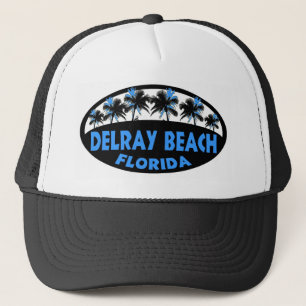 Delray Beach Florida blue black palms Trucker Hat