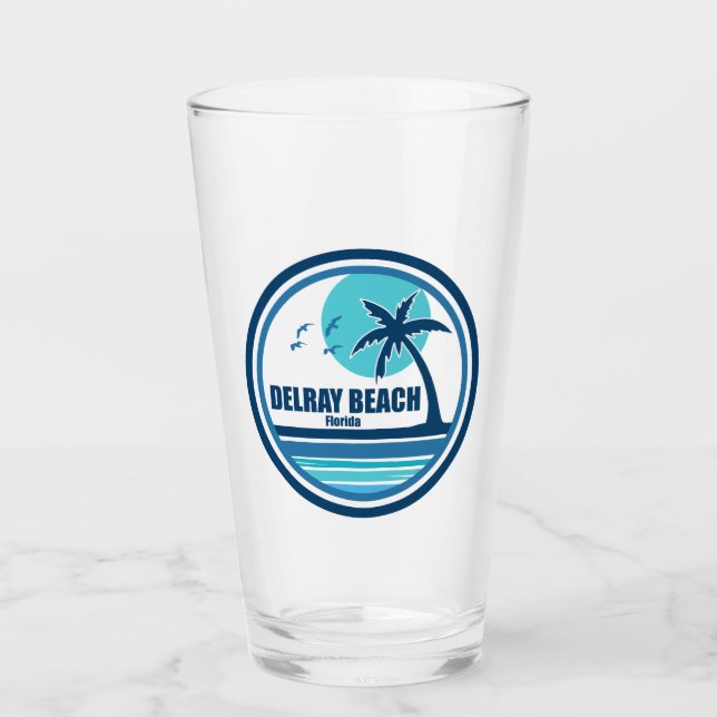 Delray Beach Florida Palm Tree Birds Glass (Front)