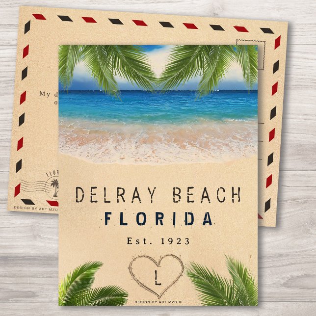 Delray Beach Florida Sand Tropical Palm Leaves Postcard (Creator Uploaded)
