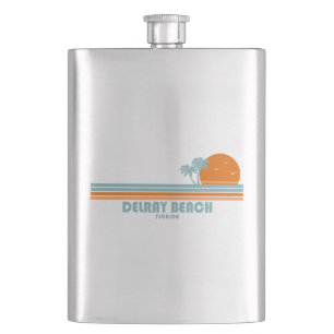 Delray Beach Florida Sun Palm Trees Hip Flask