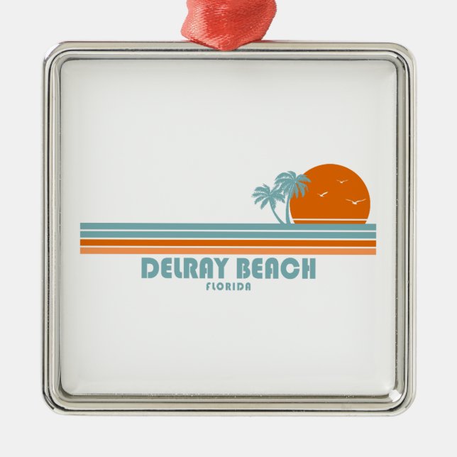 Delray Beach Florida Sun Palm Trees Metal Tree Decoration (Front)