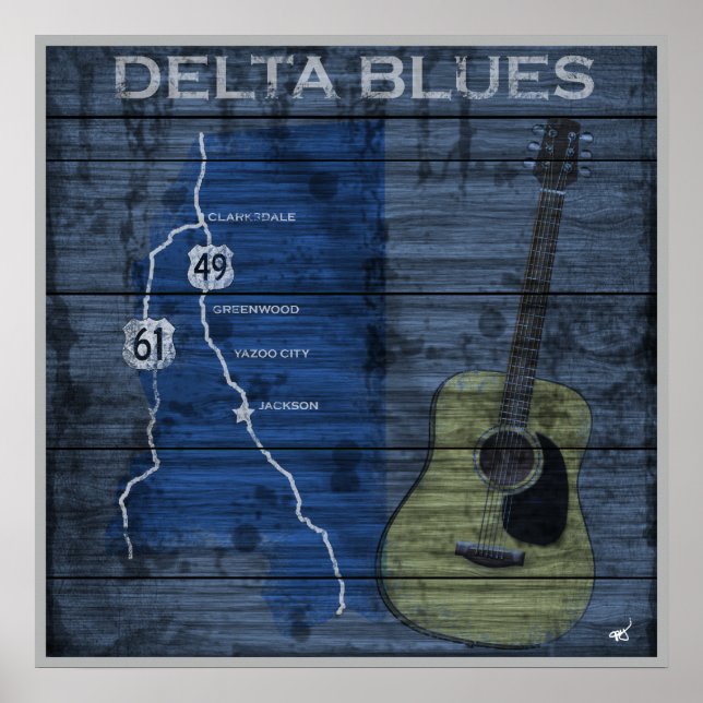 Delta Blues Grunge Blues Highway Poster (Front)