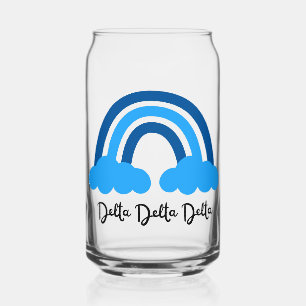 Delta Delta Delta Sorority Blue Rainbow Can Glass