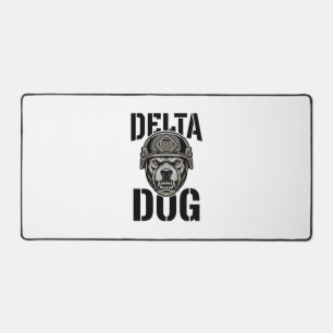 Delta Dog Bulldog Helmet Vintage Engraving Design_ Desk Mat