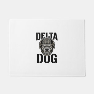 Delta Dog Bulldog Helmet Vintage Engraving Design_ Doormat