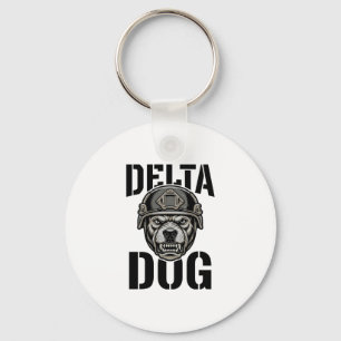 Delta Dog Bulldog Helmet Vintage Engraving Design_ Key Ring