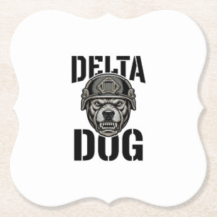 Delta Dog Bulldog Helmet Vintage Engraving Design_ Paper Coaster