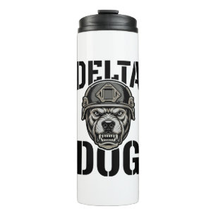 Delta Dog Bulldog Helmet Vintage Engraving Design_ Thermal Tumbler