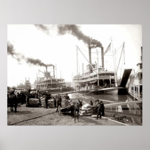 Delta Queen River Boat Being Loaded New Orleans Poster