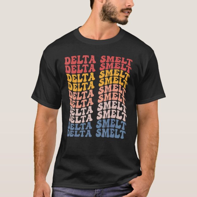 Delta Smelt Groovy Retro Fish T-Shirt (Front)