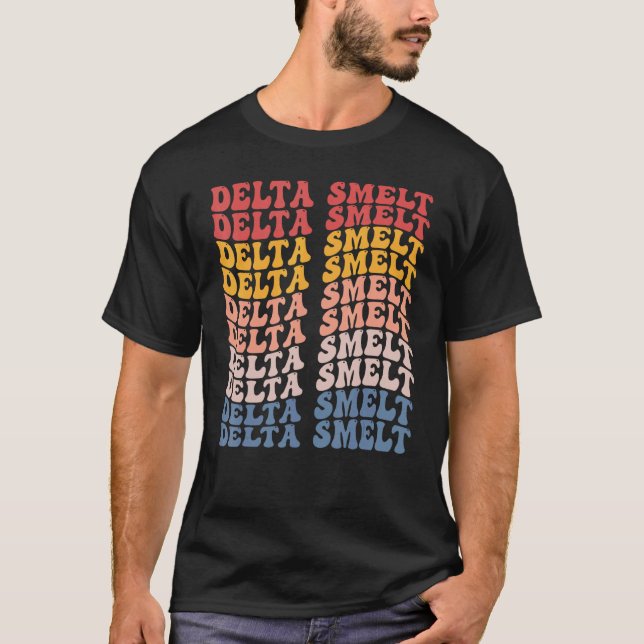 Delta Smelt Groovy Retro Fish T-Shirt (Front)