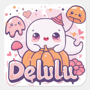 Delulu ExDesigner Halloween Square Sticker