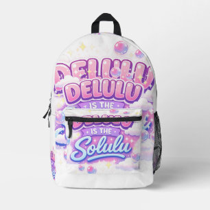 Delulu Is the Solulu – Cute Kawaii Aesthetic Meme Printed Backpack
