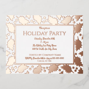 Delux Holly Holiday Party Foil Postcard Invitation