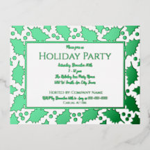 Delux Holly Holiday Party Foil Postcard Invitation