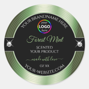 Deluxe Black Shiny Forest Green Logo Product Label