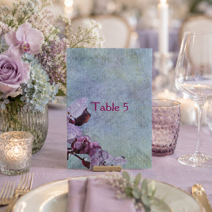 Deluxe Blue and Purple Classic Floral Table Number
