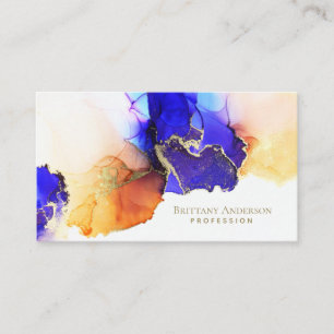 Deluxe Blue Orange Gold Unique Business Card