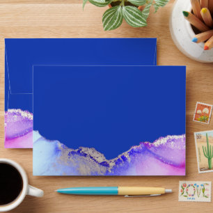 Deluxe Blue Pink Jewel Tone Wedding Envelope