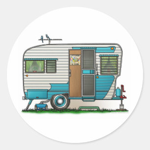 Deluxe Camper Trailer Classic Round Sticker
