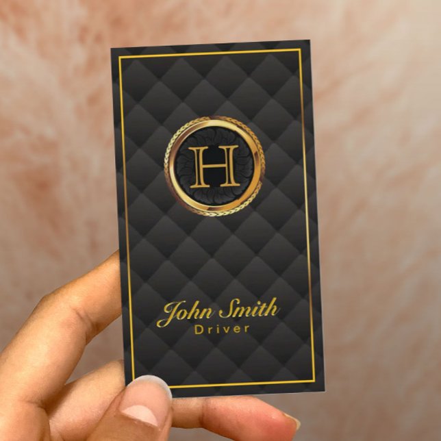 Deluxe Gold Monogram Driver Business Card (Creator Uploaded)