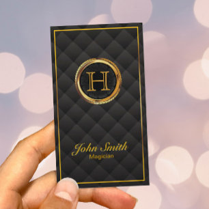 Deluxe Gold Monogram Magician Business Card