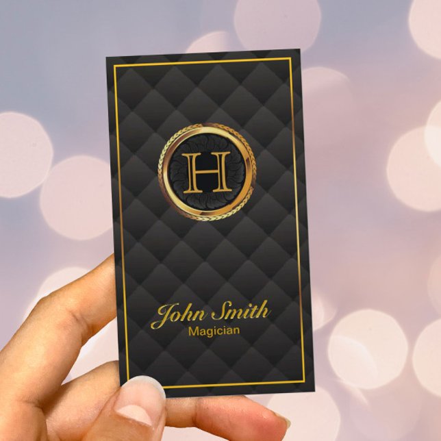 Deluxe Gold Monogram Magician Business Card (Creator Uploaded)