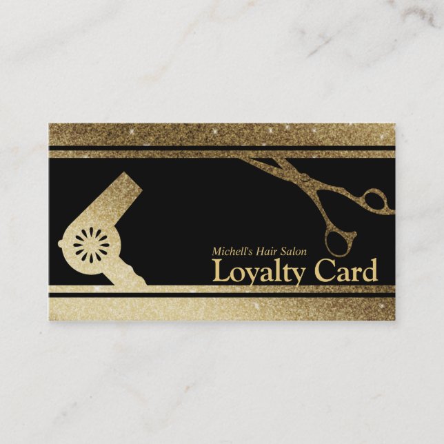 Deluxe Golden Make up Hair Salon Loyalty Card (Front)