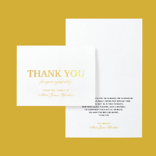Deluxe Sympathy Thank You Card Gold Foil