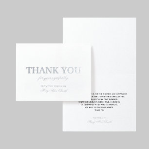 Deluxe Sympathy Thank You Card Silver Foil