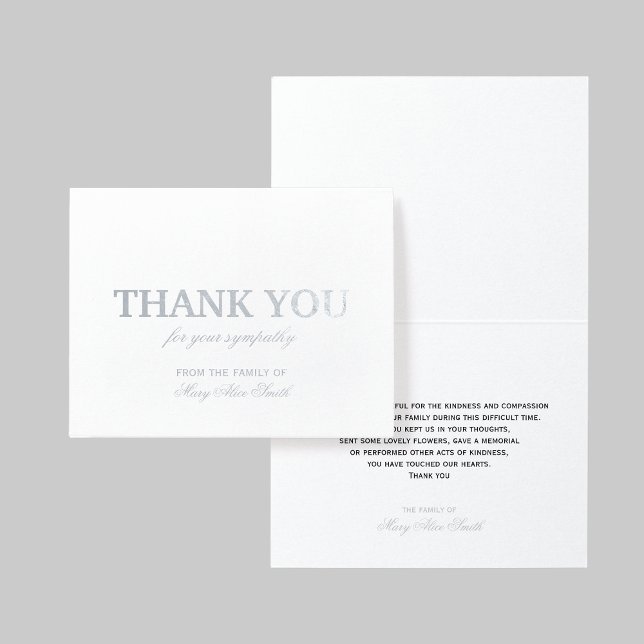 Deluxe Sympathy Thank You Card Silver Foil (Creator Uploaded)