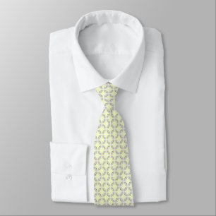 Deluxe White Floral Yellow Background Tie