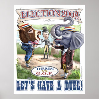 Dem Donkey vs GOP Elephant Print
