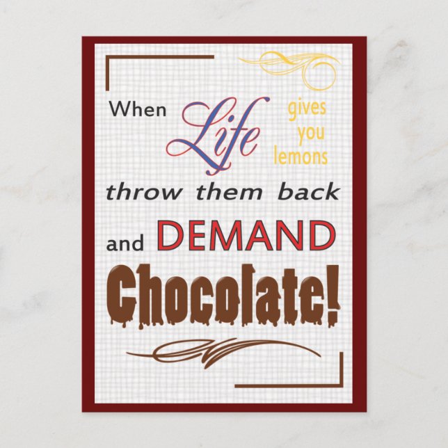 Demand Chocolate Postcard (Front)