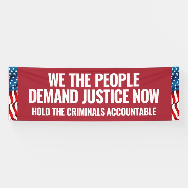Demand Justice | 8 Ft Banner | Red (Horizontal)