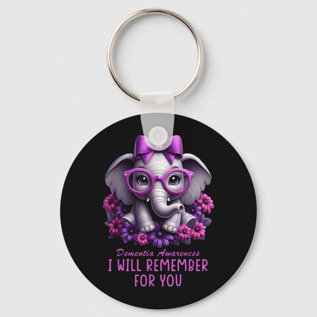 Dementia Awareness Elephant Will Remember For Key Ring (Front)